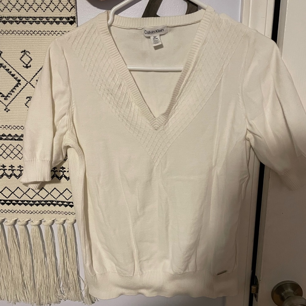 Calvin Klein cream colored sweater blouse